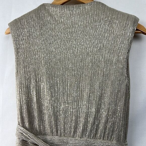 Maje Gold lame wrap top event dress size 40 (Large)  Repaired - Picture 11 of 15